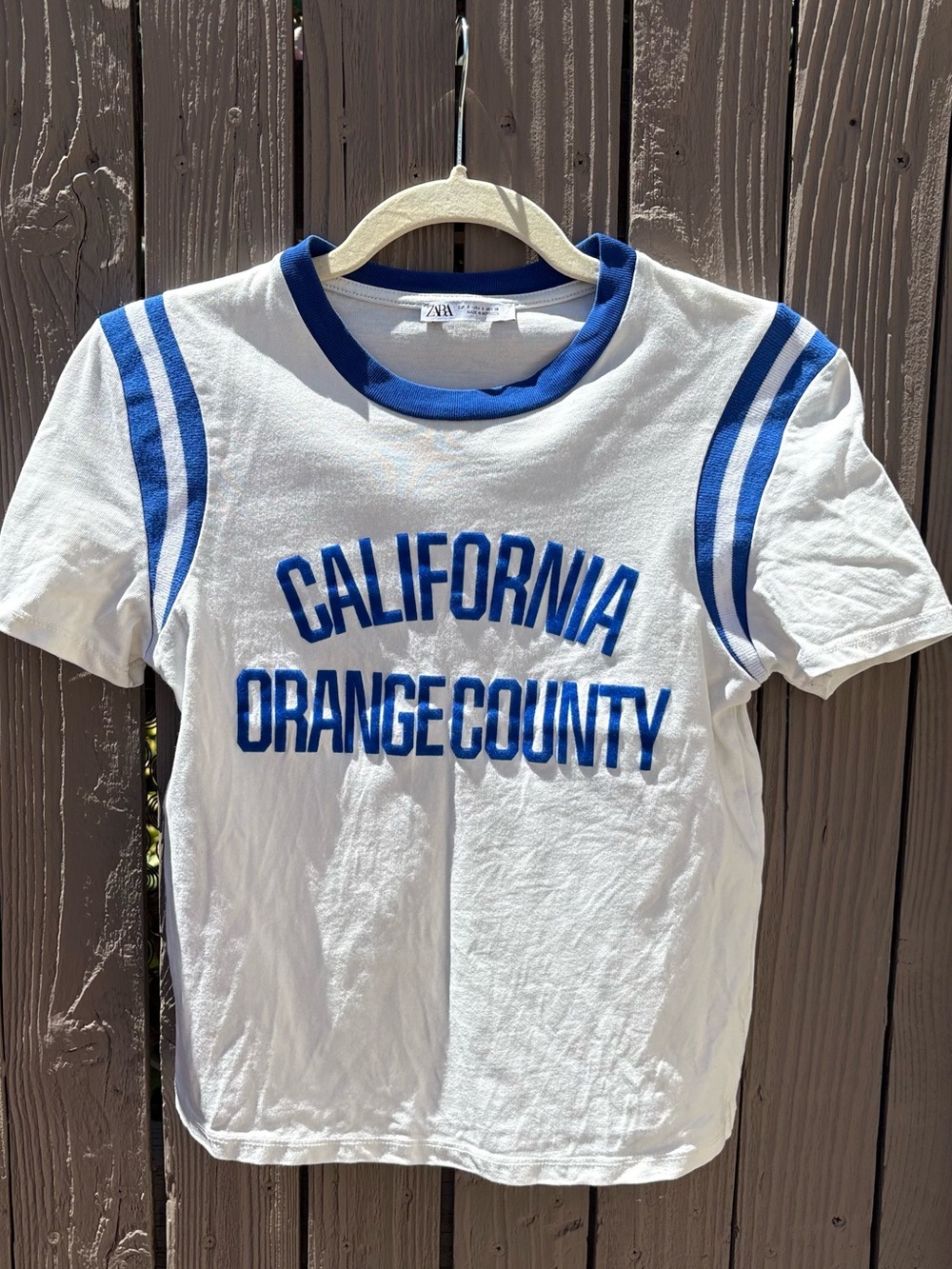 Zara White & Blue 'California Orange County' Graphic Tee